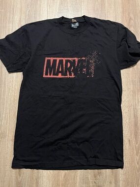 Marvel Black Short-Sleeve Tee with Distressed Infinity War The Snap Red Logo